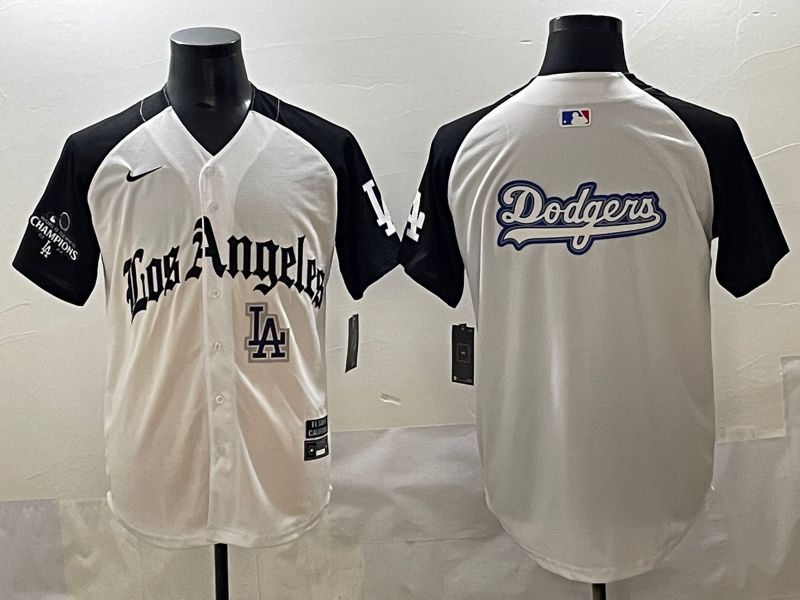 Men 2025 Los Angeles Dodgers Blank White black Five generations Joint Name Nike MLB Jersey style 52620->los angeles dodgers->MLB Jersey